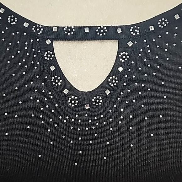 89TH & Madison Womens Plus Size Black w/Rhinestones Lightweight Sweater Size 2X - Picture 6 of 9